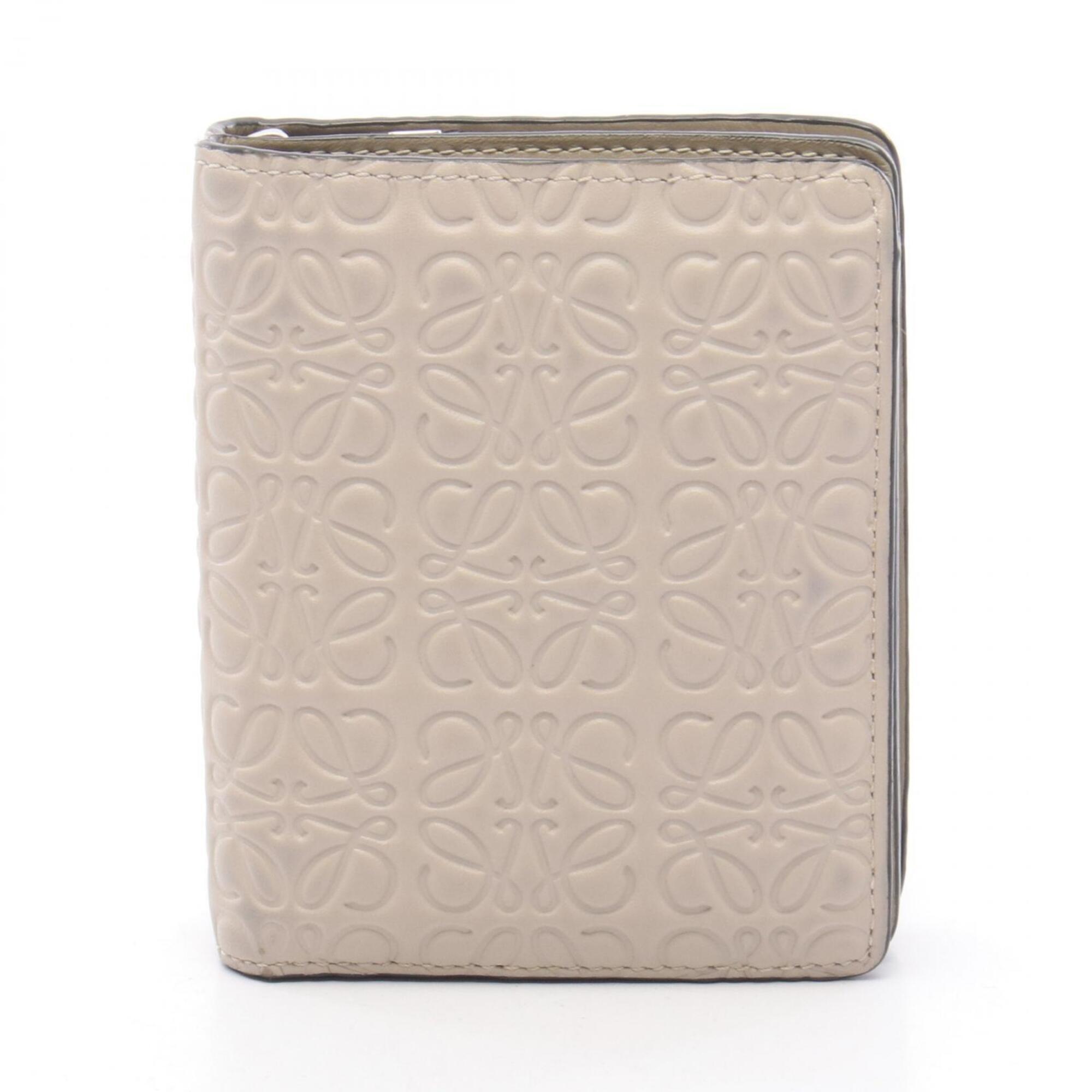 Loewe Repeat Anagram Compact Zip Wallet, Bi-Fold Leather, Women's, Beige, 109...